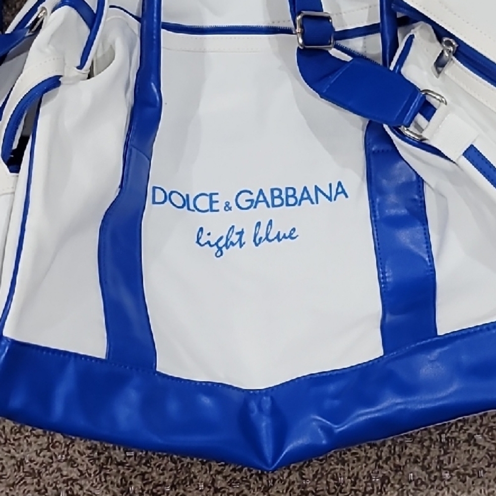 Dolce & Gabbana Light Blue and White Travel Bag